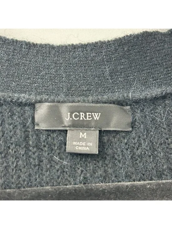 J Crew Women’s Medium Black Alpaca Wool Blend Cropped V-neck Cardigan Sweater - Picture 9 of 16